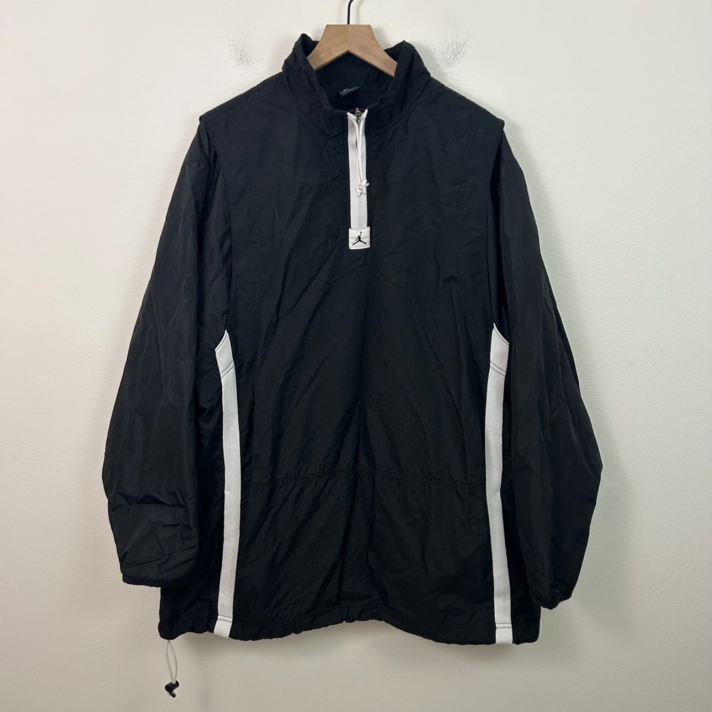 Vintage Jordan Flight Windbreaker Pullover Jacket Black Red Jumpman‎ Logo XL